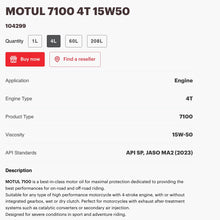 Load image into Gallery viewer, Motul 7100 15w50 - 4 litres