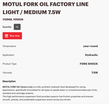 Load image into Gallery viewer, Motul Fork Oil Factory Line Light / Medium 7.5W