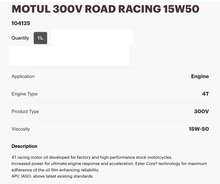 Load image into Gallery viewer, Motul 300V 15w50 - 1 litre