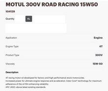 Load image into Gallery viewer, Motul 300V 15w50 - 4 litres