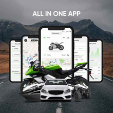 Load image into Gallery viewer, Multiple smartphones displaying a SIZZAPP app interface with vehicles on a mountain road background.